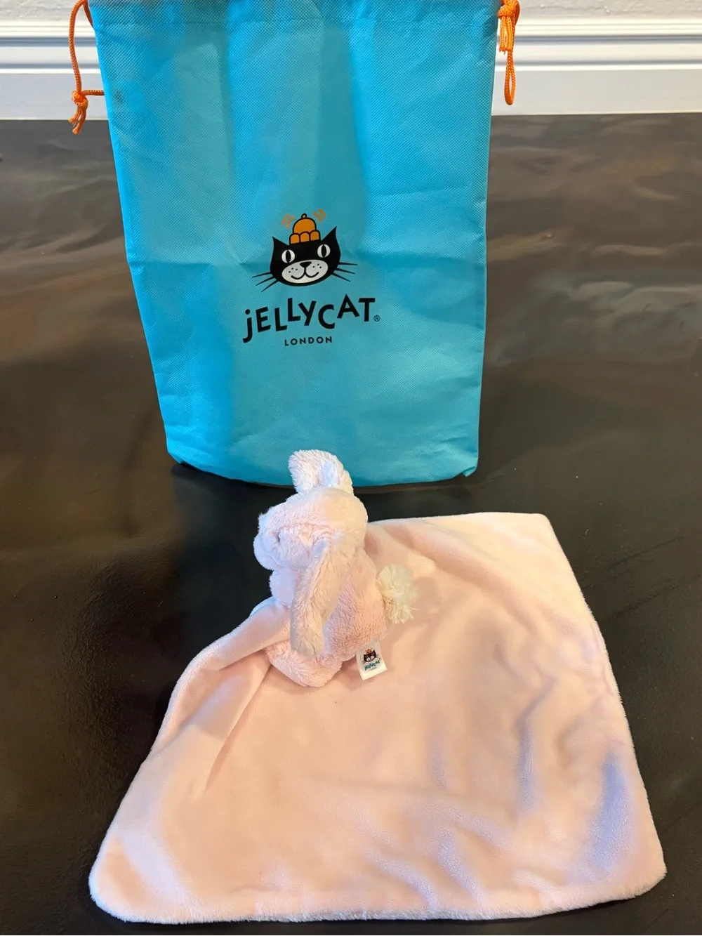 JellyCat Baby Bashful Bunny Lovey Pink Soother Security Blanket Rabbit Plush Toy - Picture 5 of 10